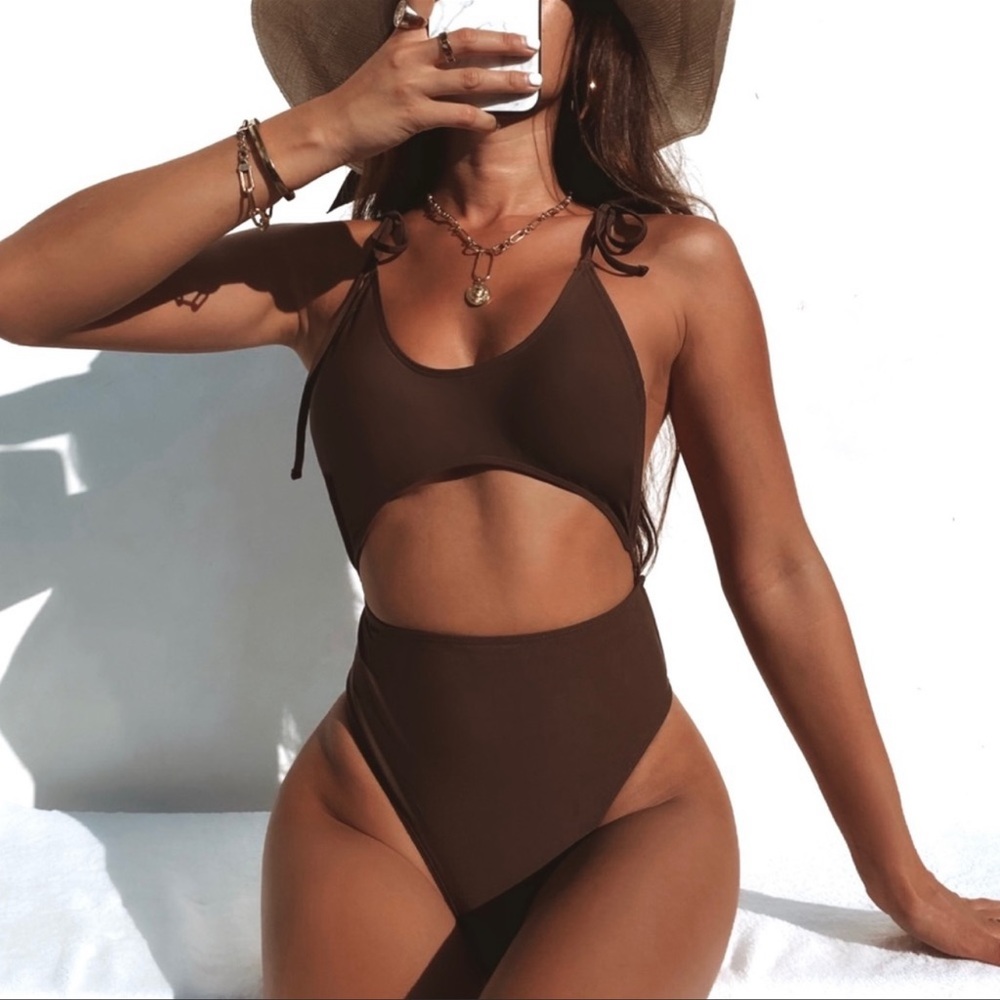 Chocolate Brown Cut Out Monokini - S